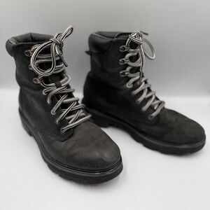 SOREL Womens Lennox Lace Waterproof Boots Sz 7 Black Leather Lace